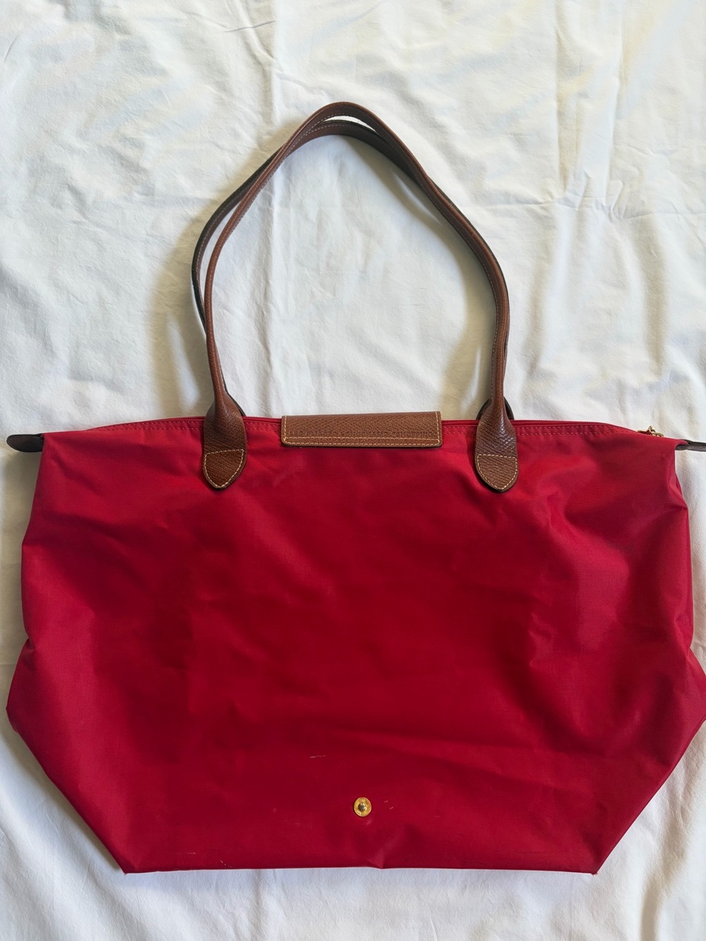 Longchamp Red Large Le Pliage Nylon Shoulder Tote - Picture 3 of 16